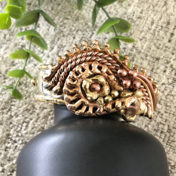 Hecho en Mexico Silver, Gold and Copper Cuff - Picture 2 of 6